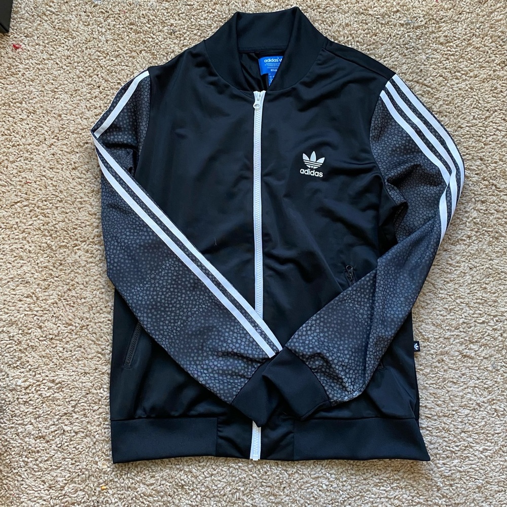 Adidas Jacket with Patterned Sleeves and Logo